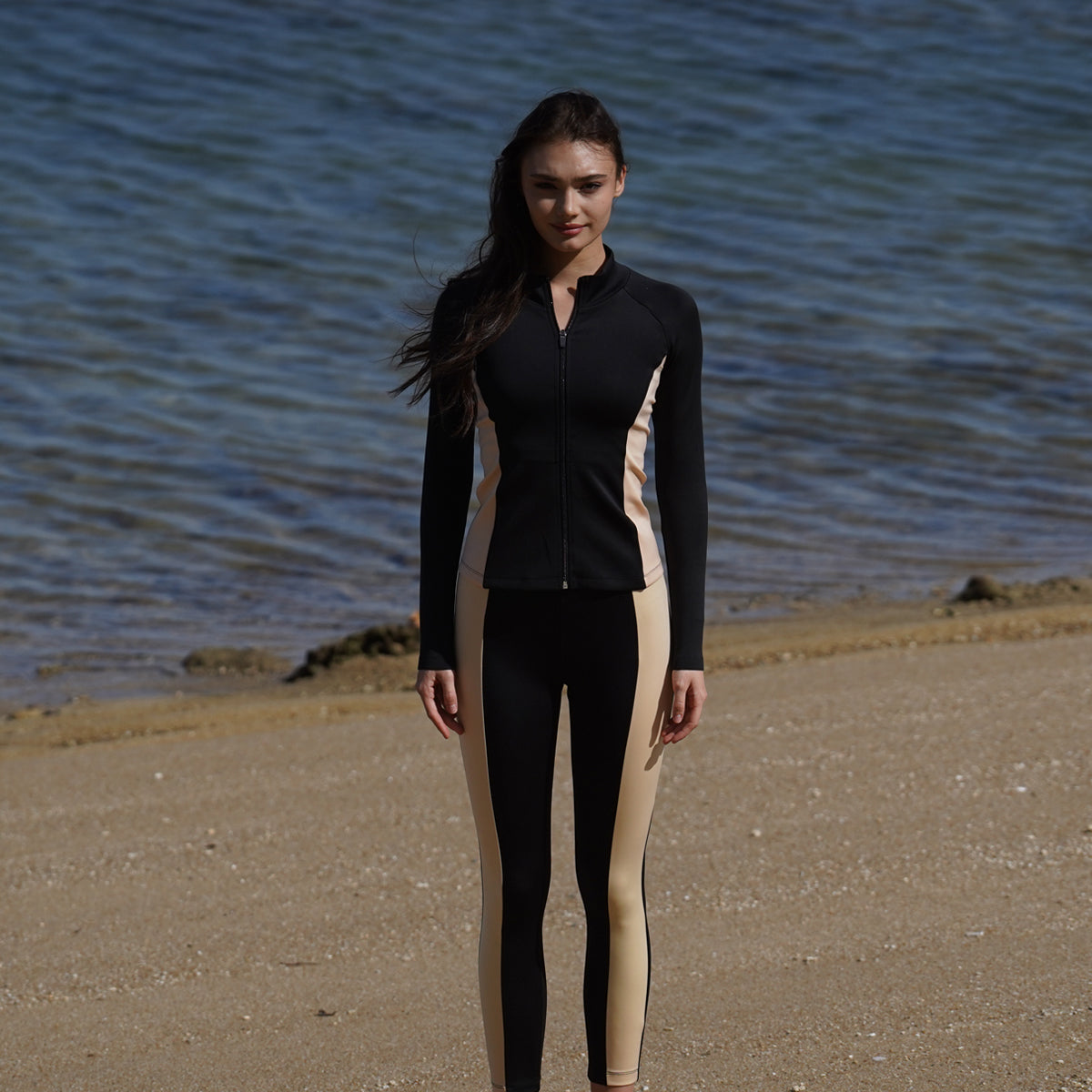 SS2024 BLACK WITH NUDE SIDE UV JACKET UV UPF 50+