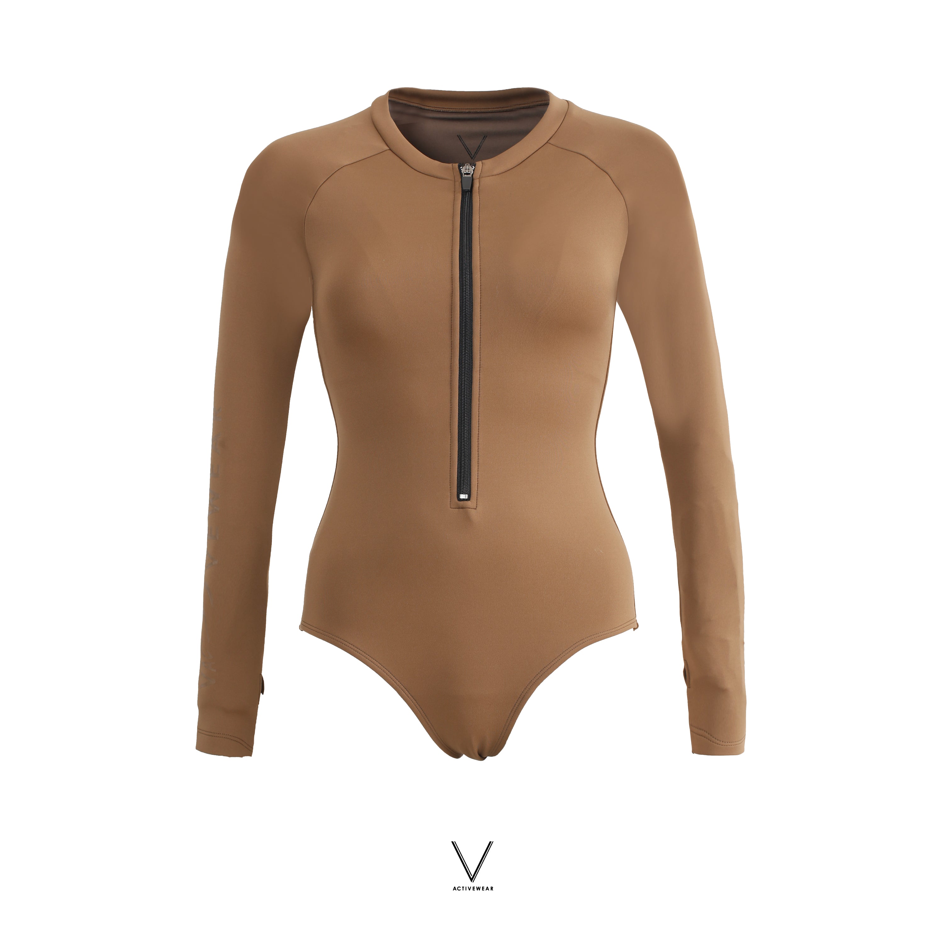 SS2025 WOODEN BROWN BASIC BODYSUIT UV UPF 50+