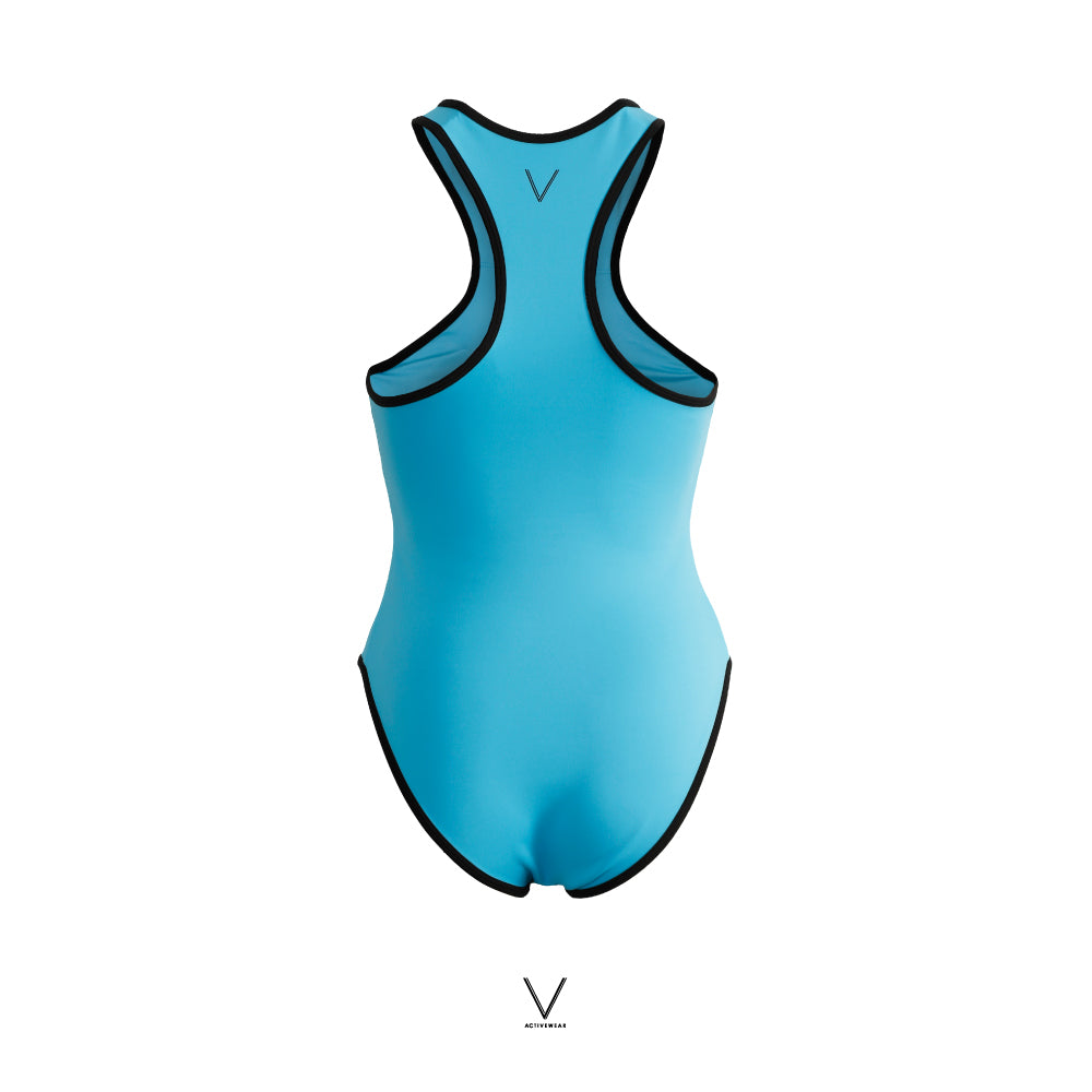 SS2025 OCEAN BLUE FRONT ZIP SWIMMING SUIT UV UPF 50+