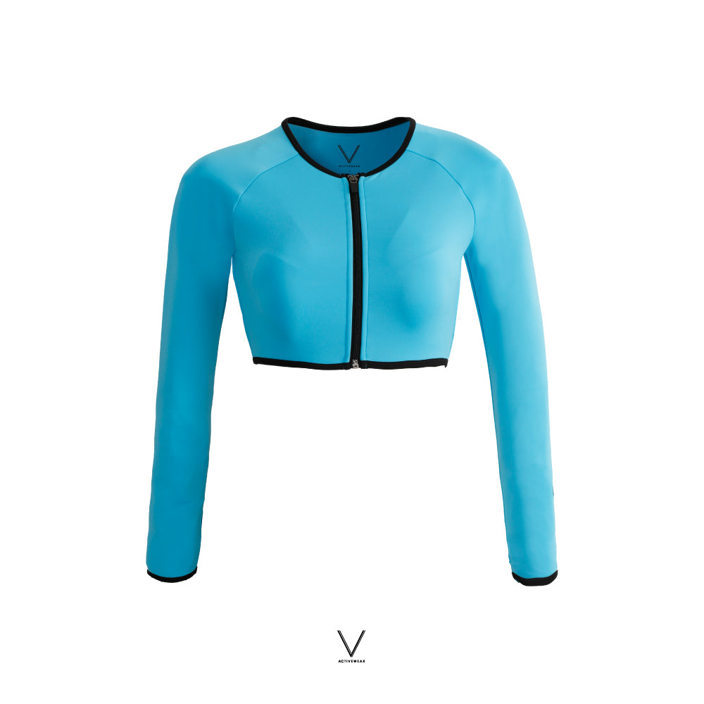 SS2025 OCEAN BLUE CROP UV RASHGUARD UV UPF 50+