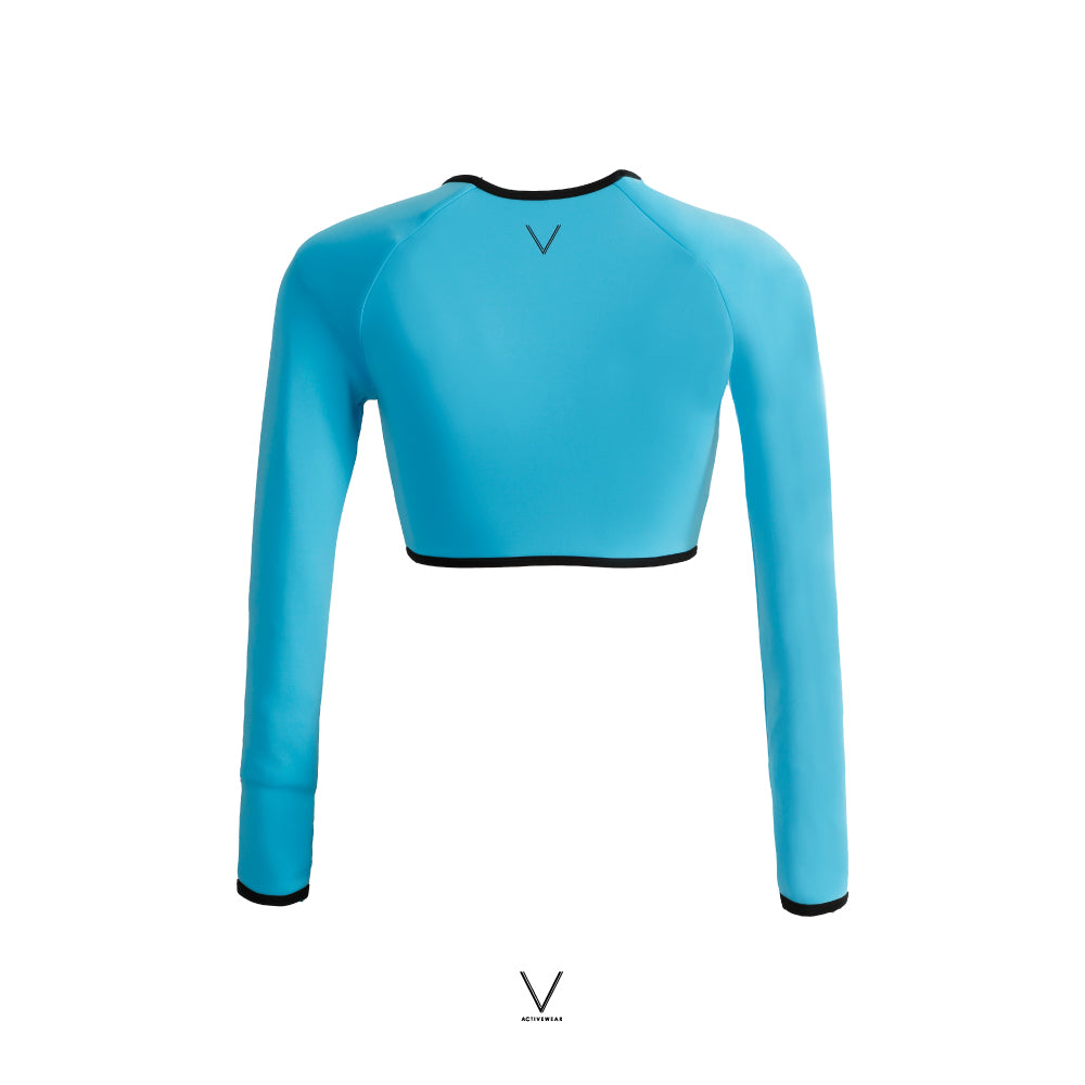 SS2025 OCEAN BLUE CROP UV RASHGUARD UV UPF 50+