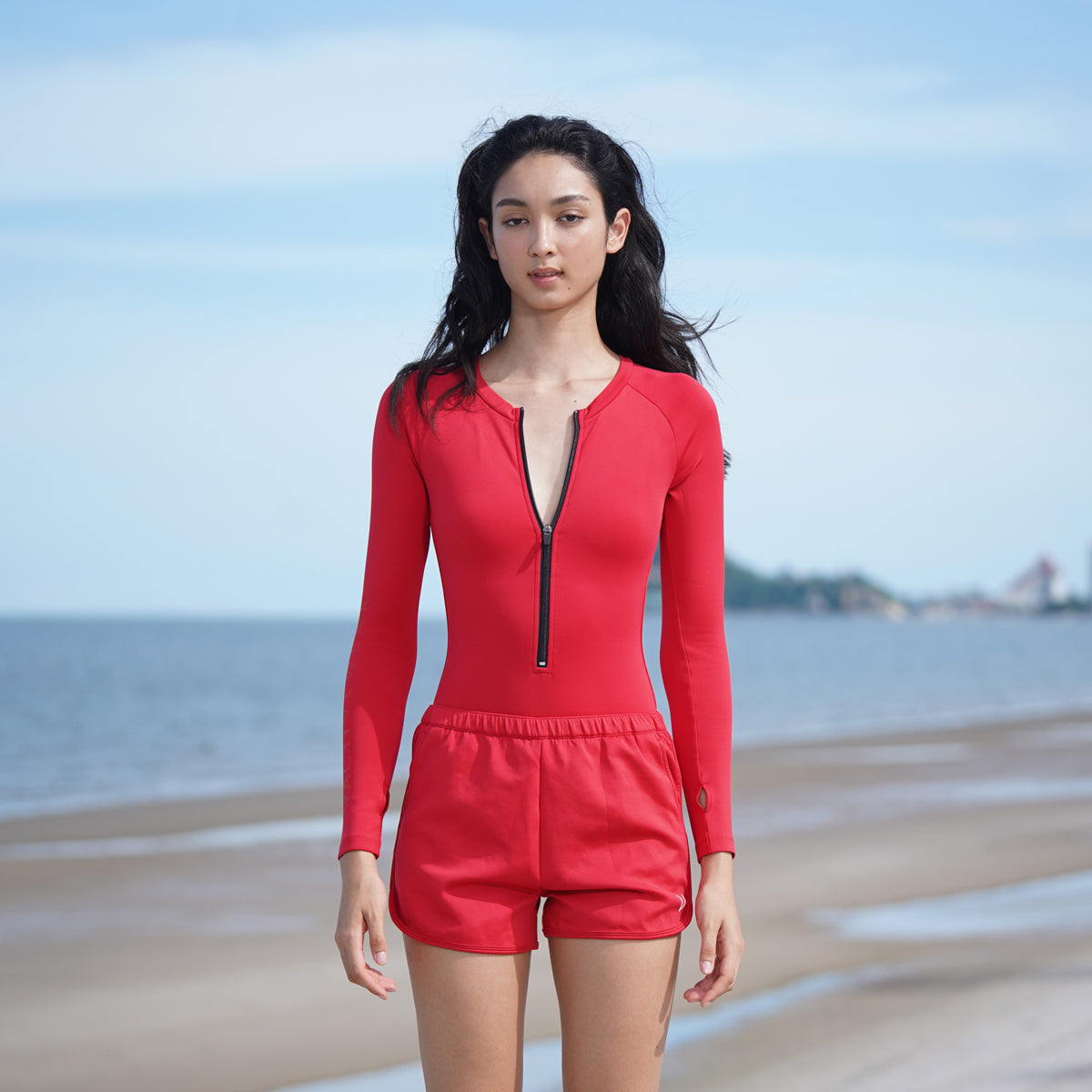 SS2024 RED UV BODYSUIT UV UPF 50+