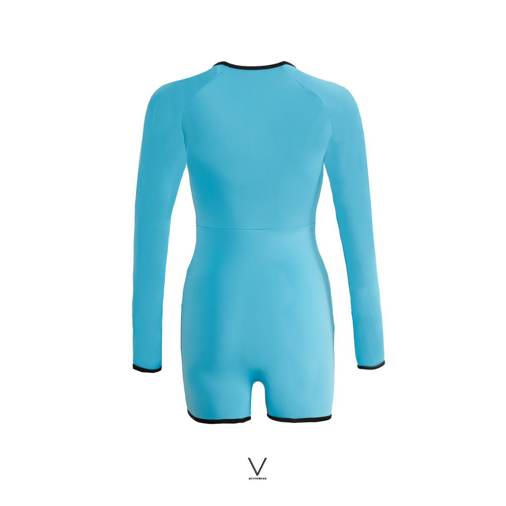SS2025 OCEAN BLUE SHORTIE UV JUMPSUIT UV UPF 50+