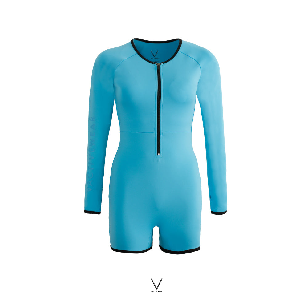SS2025 OCEAN BLUE SHORTIE UV JUMPSUIT UV UPF 50+
