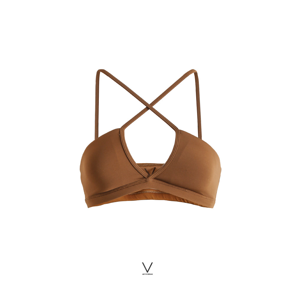 SS2025 WOODEN BROWN SINGLET BRA UV UPF 50+