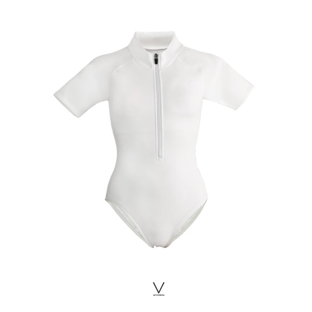 SS2025 SHORT SLEEVES UV BODYSUIT WHITE UV UPF 50+