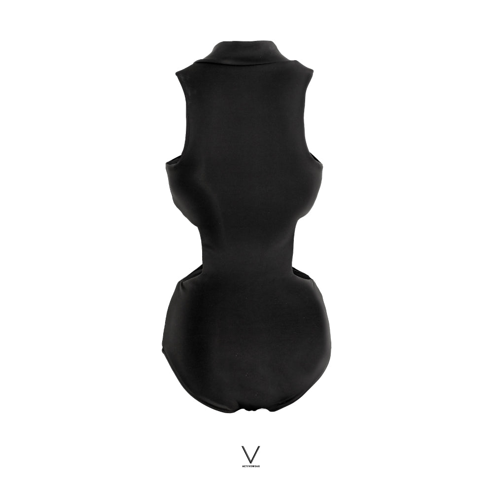 SS2025 BLACK CUT OUT UV SWIMMING SUITUV UPF 50+