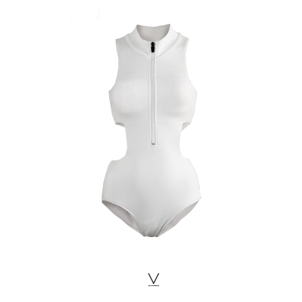 SS2025 WHITE CUT OUT UV SWIMMING SUIT UV UPF 50+