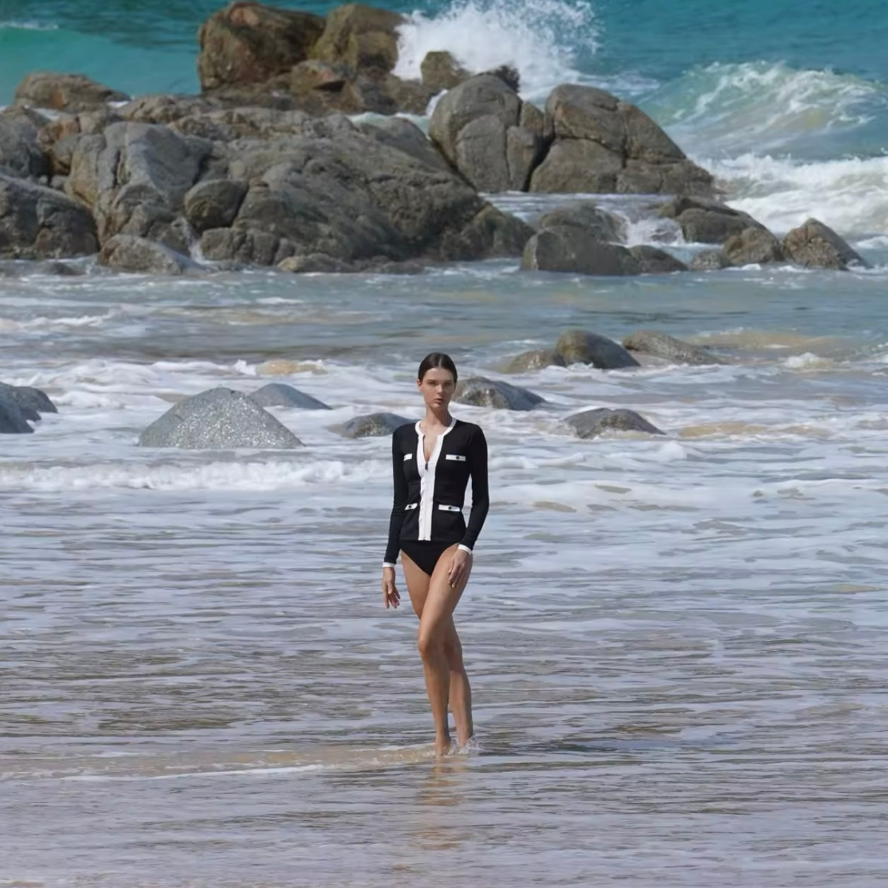 SS20224UV JACKET BLACK TRIM WHITE UV UPF 50+