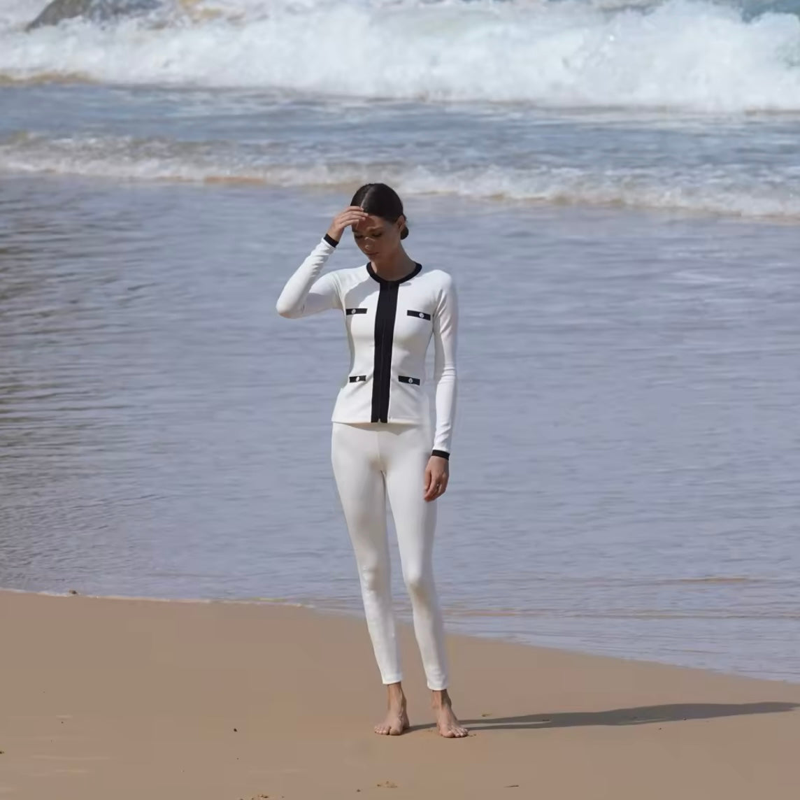 UV JACKET WHITE TRIM BLACK UV UPF 50+