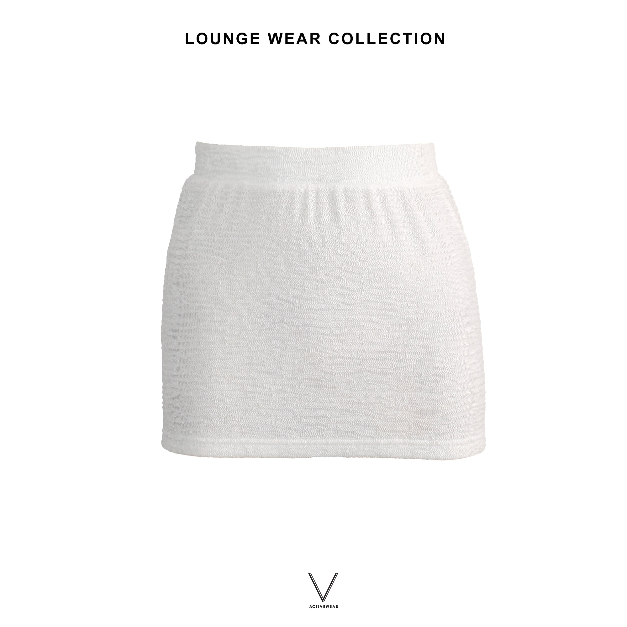 LOUNGE WEAR COLLECTION WHITE SMOCK LOUNGE MINI SKIRT