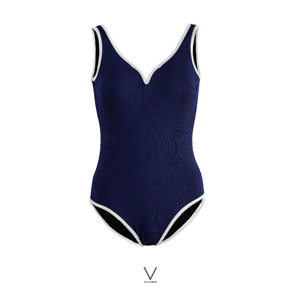 RESORT COLLECTION NAVY TRIM WHITE SWIMMING SUIT