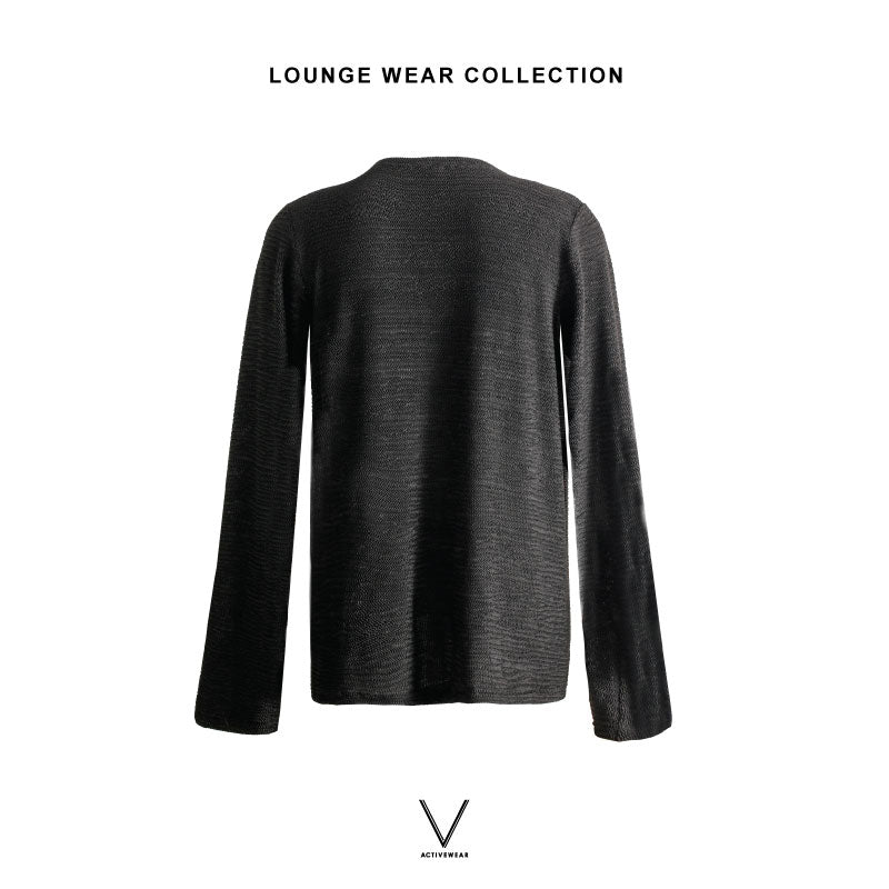 LOUNGE WEAR  BLACK SMOCK LOUNGE CARDIGAN