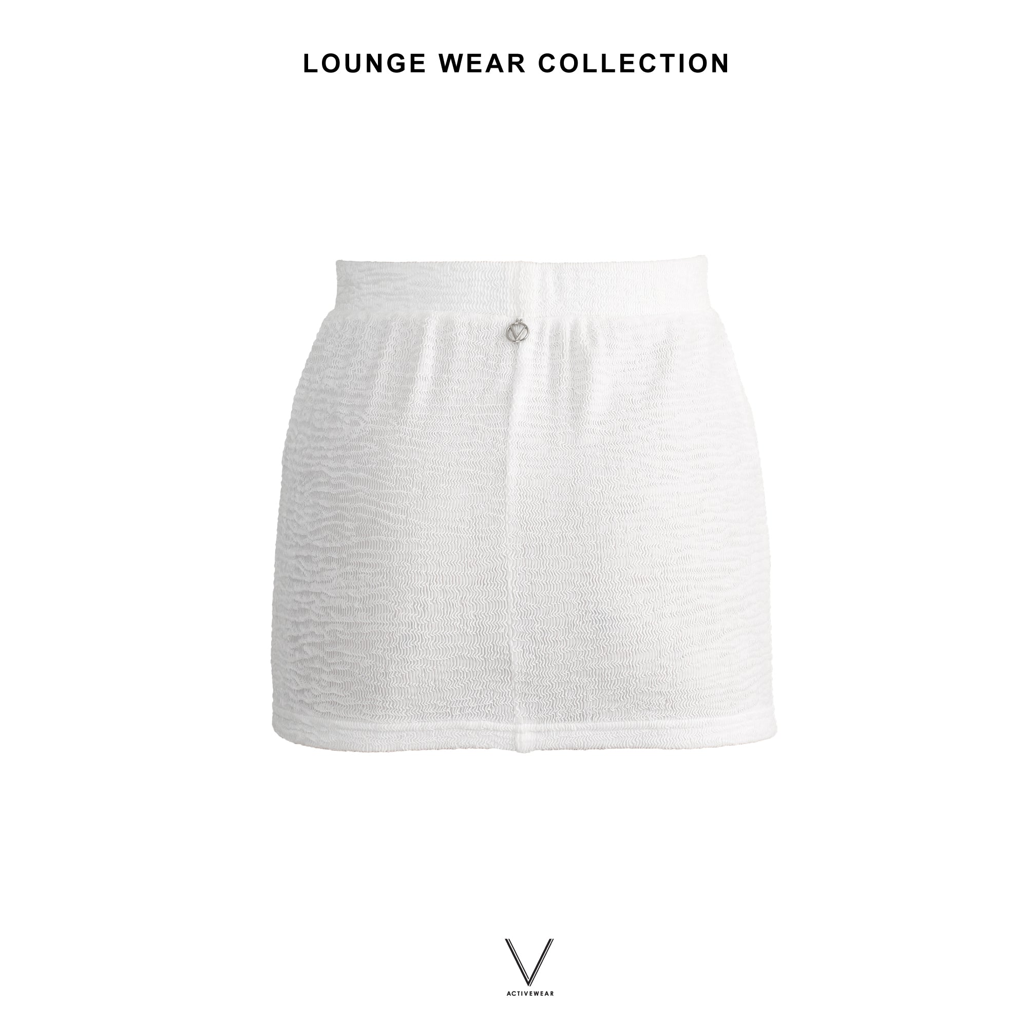 LOUNGE WEAR COLLECTION WHITE SMOCK LOUNGE MINI SKIRT