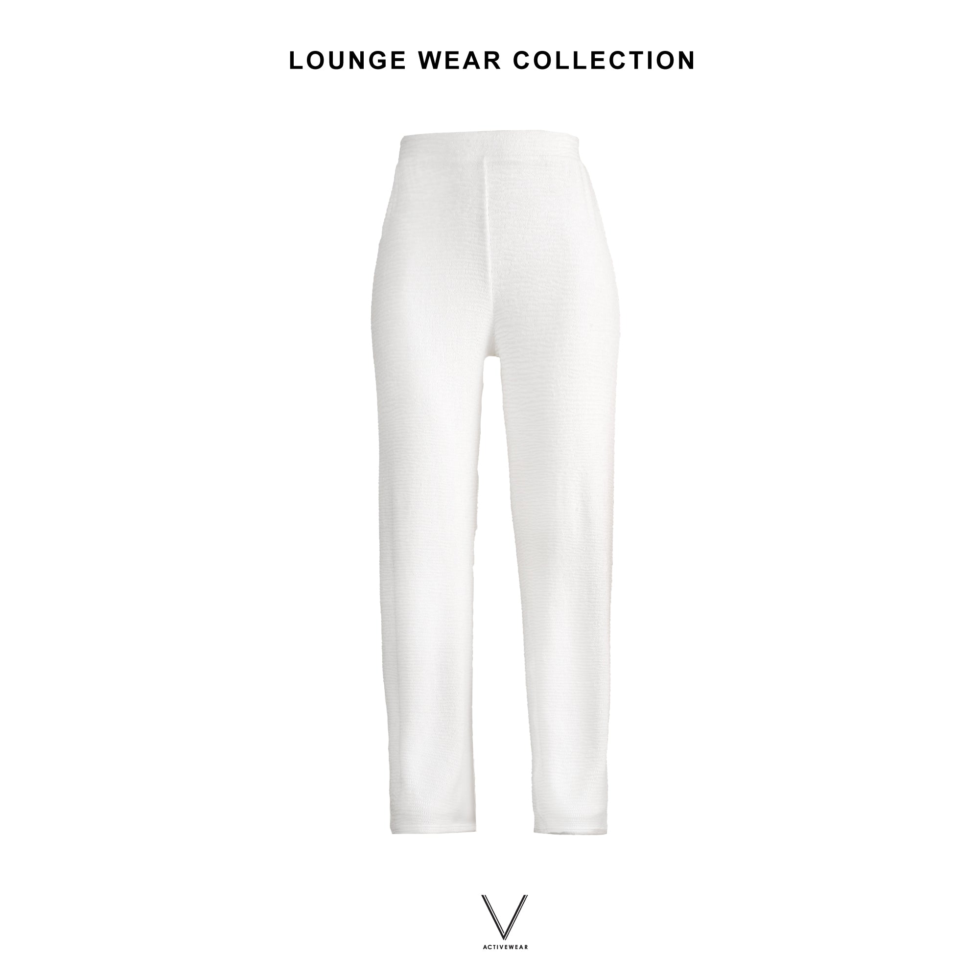 LOUNGE WEAR COLLECTION WHITE SMOCK LOUNGE PANT