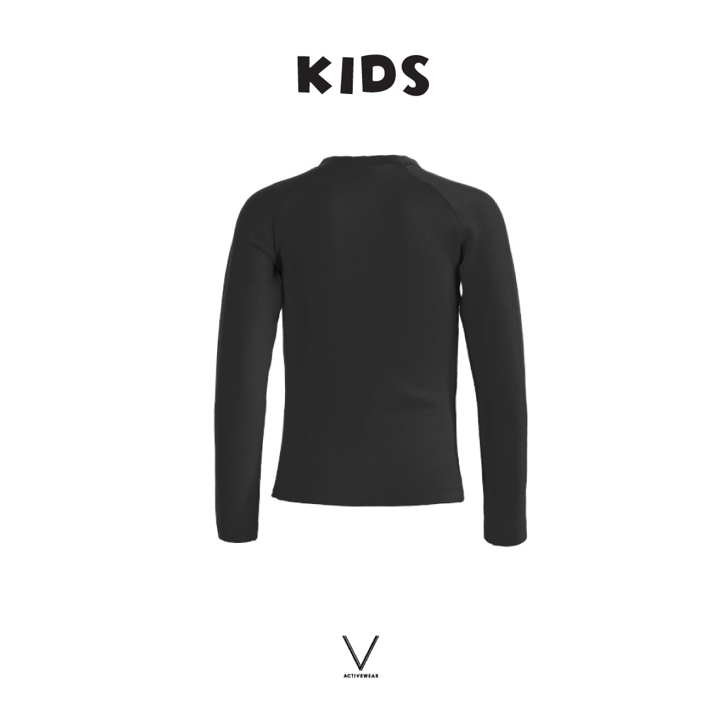 KIDS COLLECTION BLACK RASH GUARD TOP UV UPF 50+