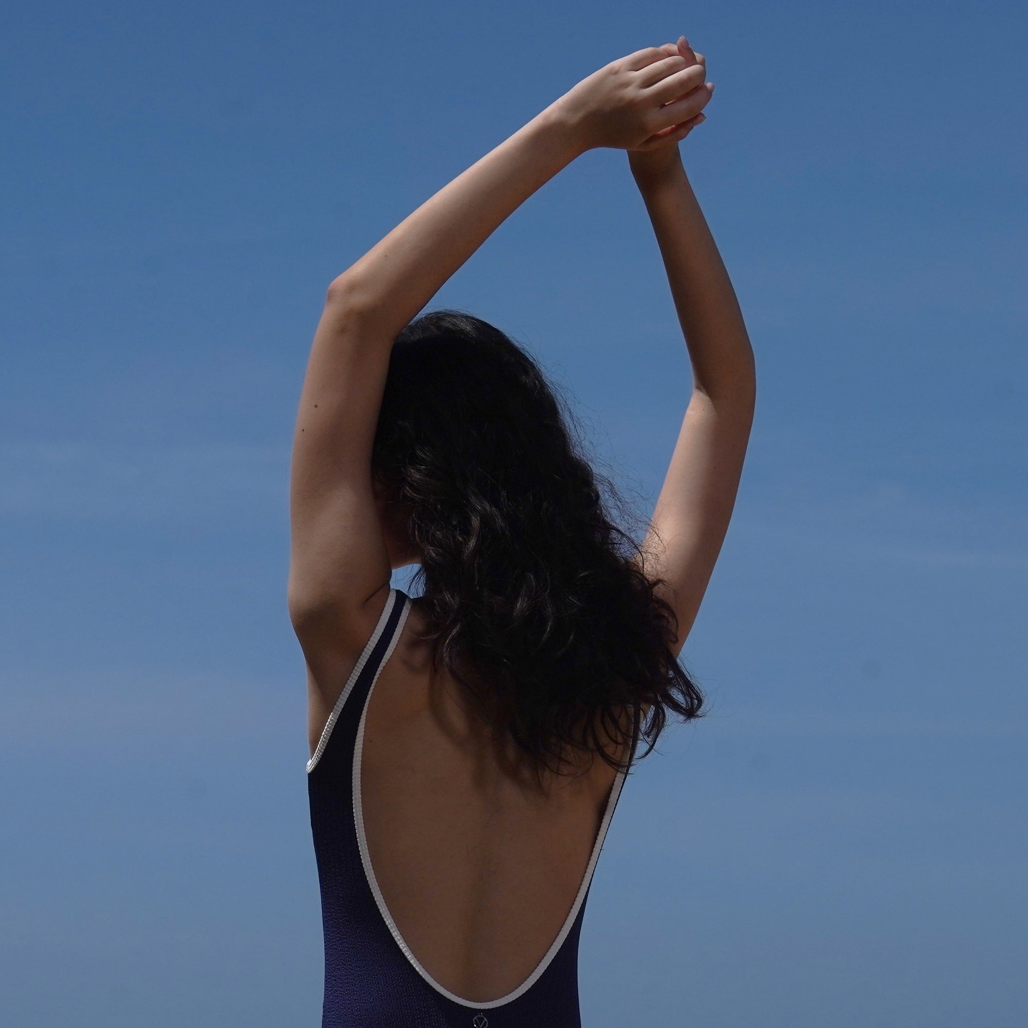 RESORT COLLECTION NAVY TRIM WHITE SWIMMING SUIT
