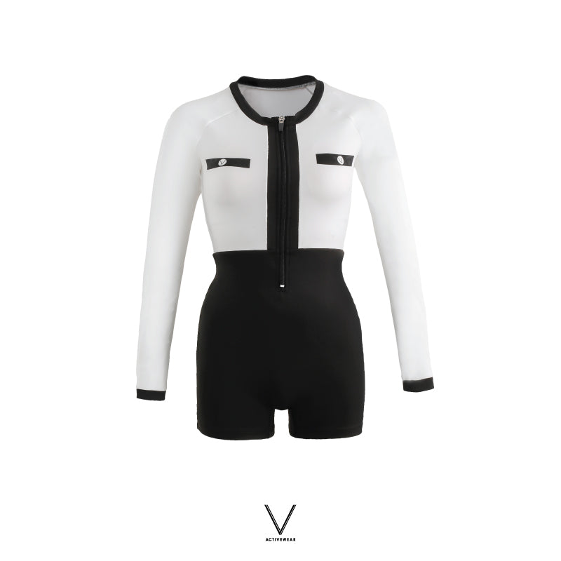 SS2024 BLACK & WHITE SHORTIE UV JUMPSUIT