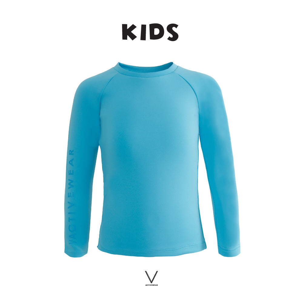 KIDS COLLECTION  OCEAN BLUE RASH GUARD TOP UV UPF 50+