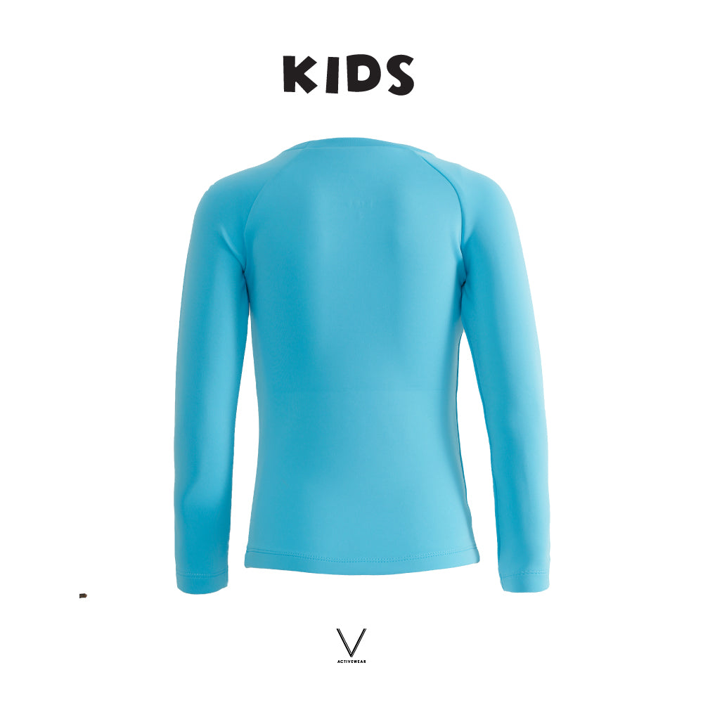 KIDS COLLECTION  OCEAN BLUE RASH GUARD TOP UV UPF 50+