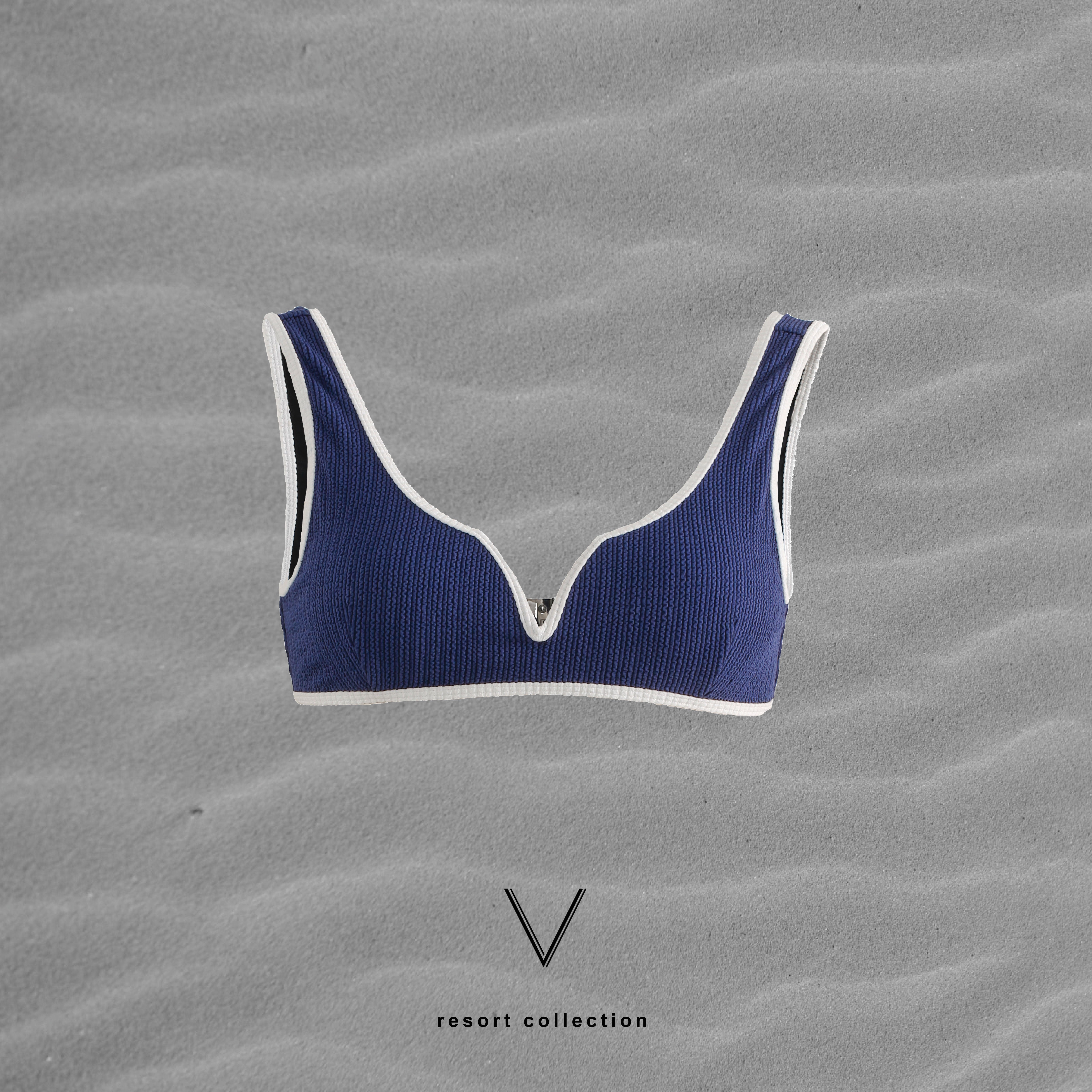 RESORT COLLECTION NAVY TRIM WHITE BRA