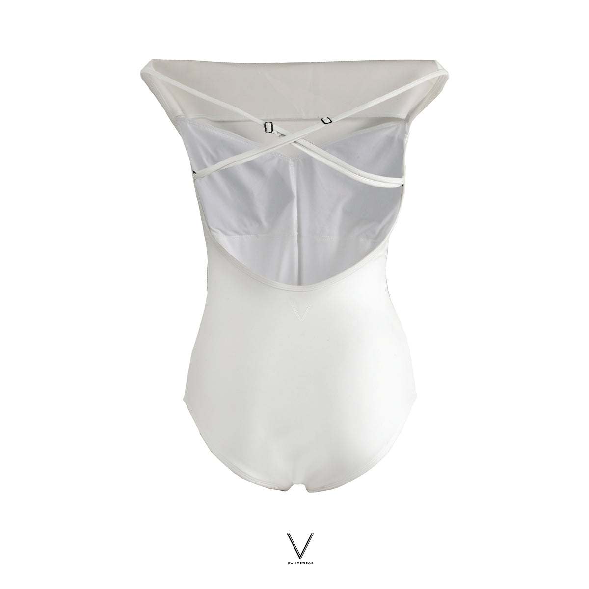 SS2026 WHITE DRAPED NECK SWIMMING SUIT