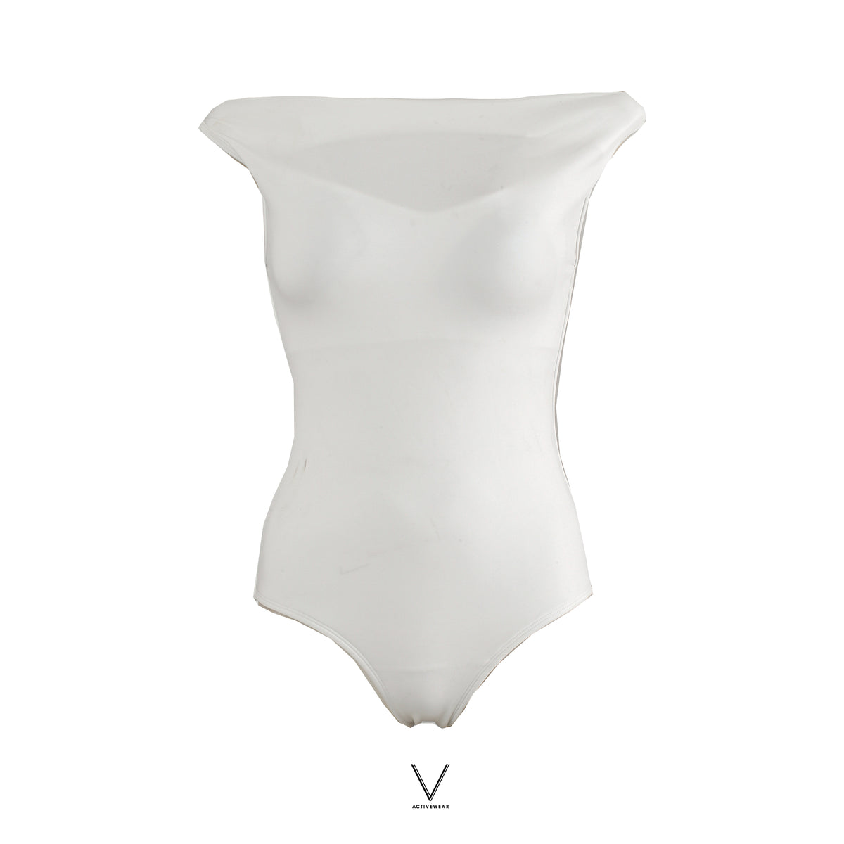 SS2026 WHITE DRAPED NECK SWIMMING SUIT
