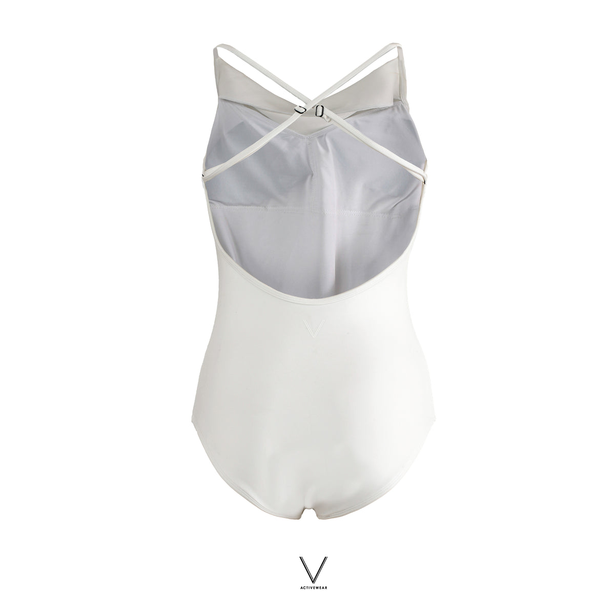 SS2026 WHITE DRAPED NECK SWIMMING SUIT