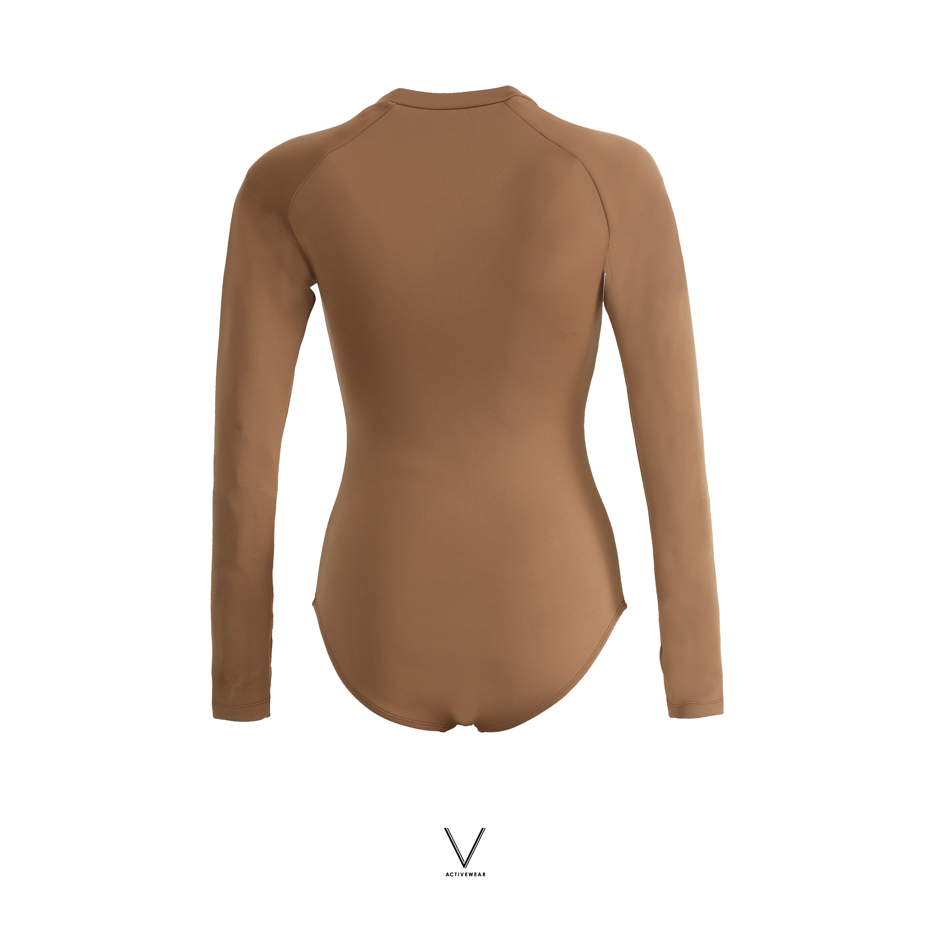 SS2025 WOODEN BROWN BASIC BODYSUIT  UV UPF 50+