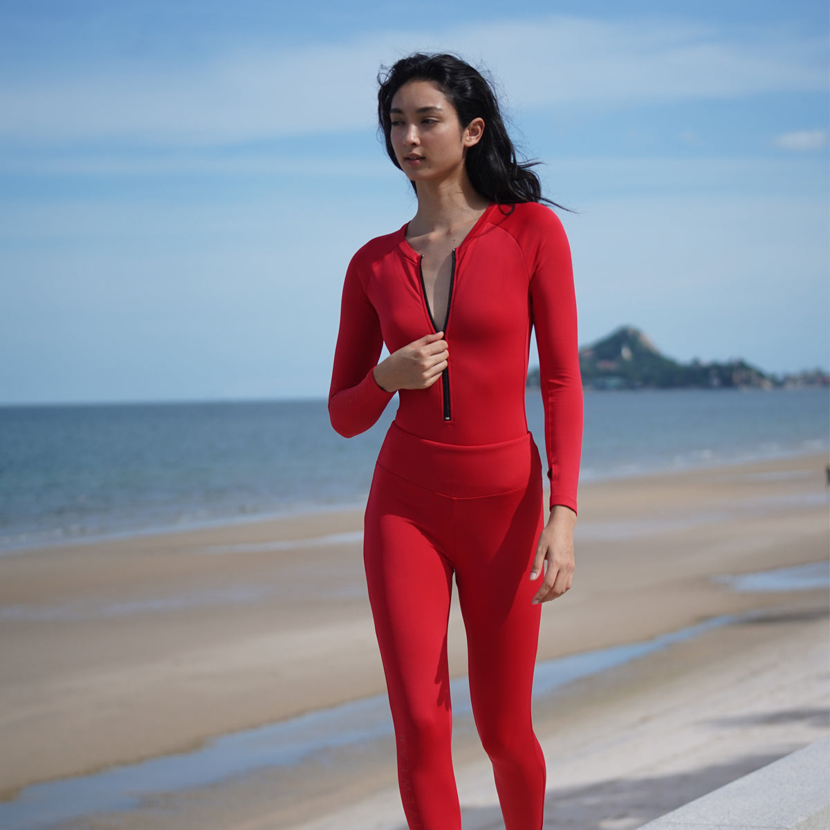 SS2024 RED UV BODYSUIT UV UPF 50+