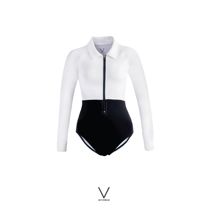 SS2024 B&W COLLAR BODYSUIT UV UPF 50+