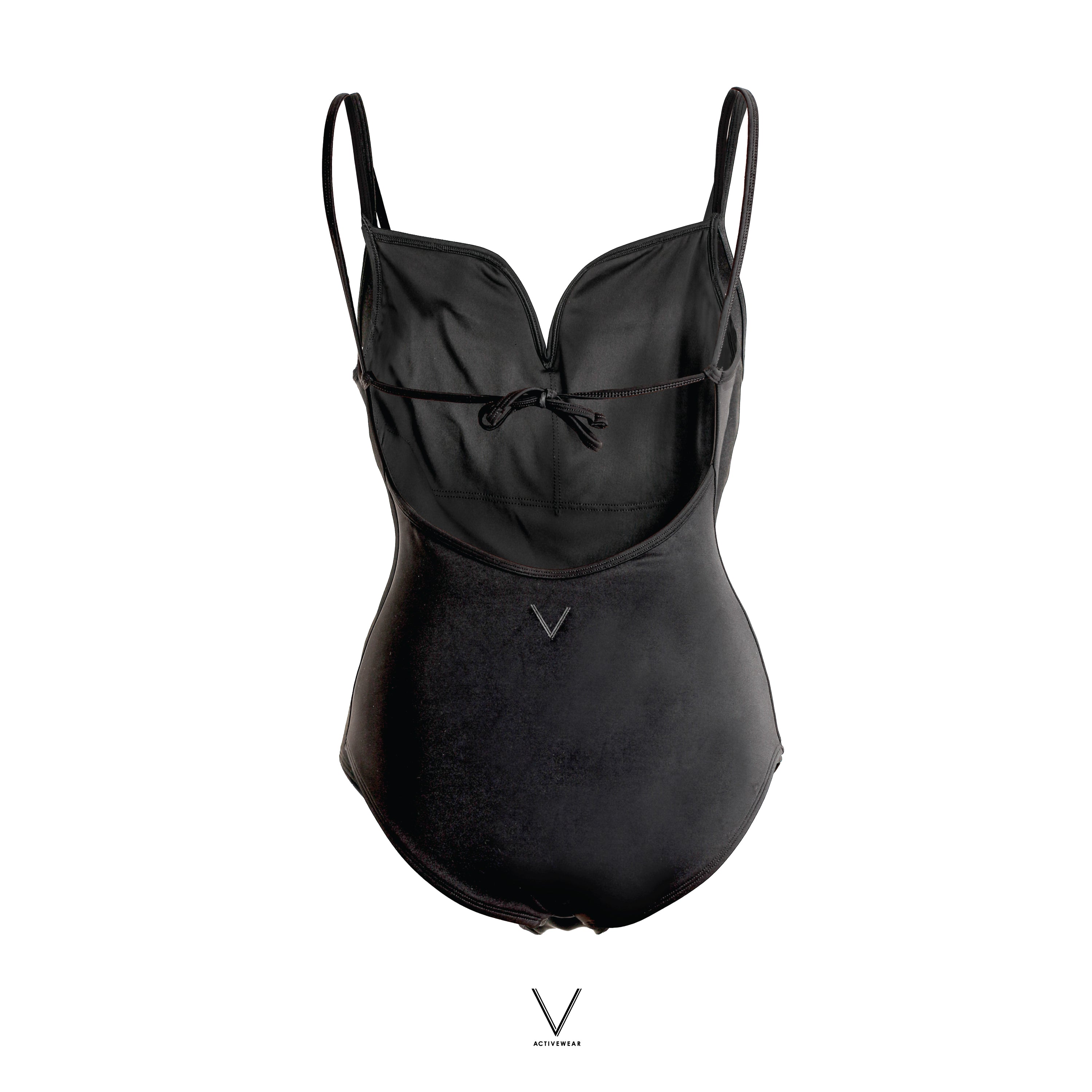 SS2026 BLACK SINGLET TIE BACK SWIMMING SUIT UV UPF 50+