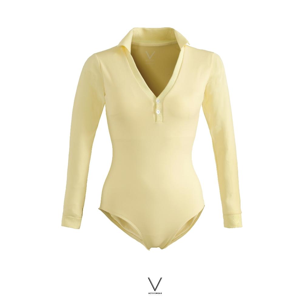 SS2026 PASTEL YELLOW COLLAR BODYSUIT UV UPF 50+