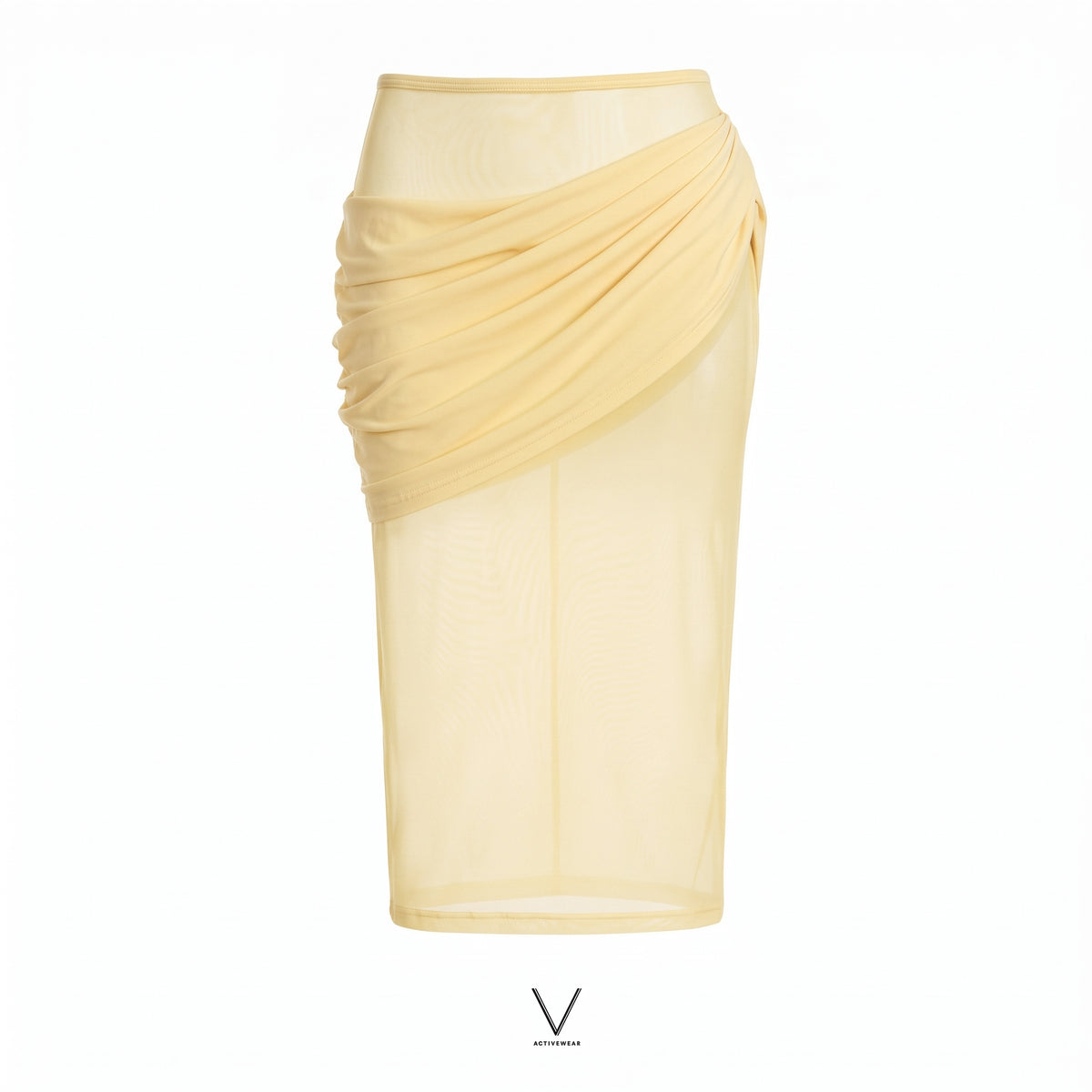 SS2026 YELLOW DRAPED NET LONG SKIRT