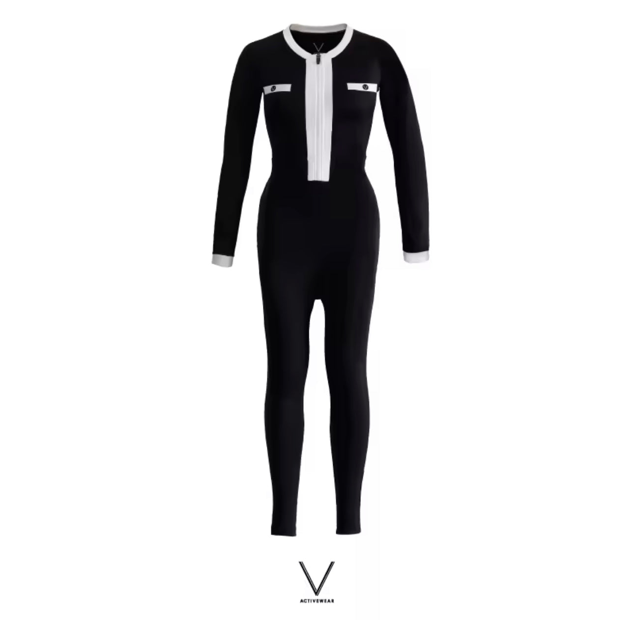 BLACK TRIM WHITE UV JUMPSUIT