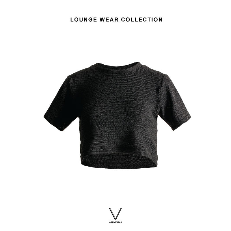 RESORT COLLECTION 2025 BLACK CROP LOUNGE TOP