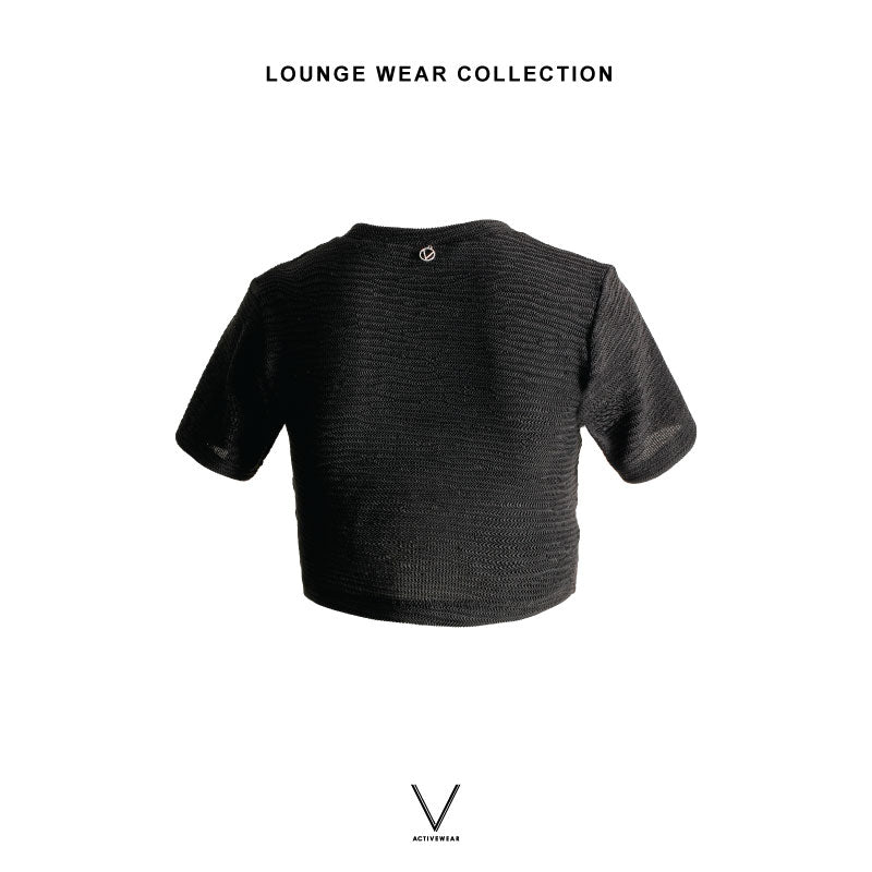 RESORT COLLECTION 2025 BLACK CROP LOUNGE TOP