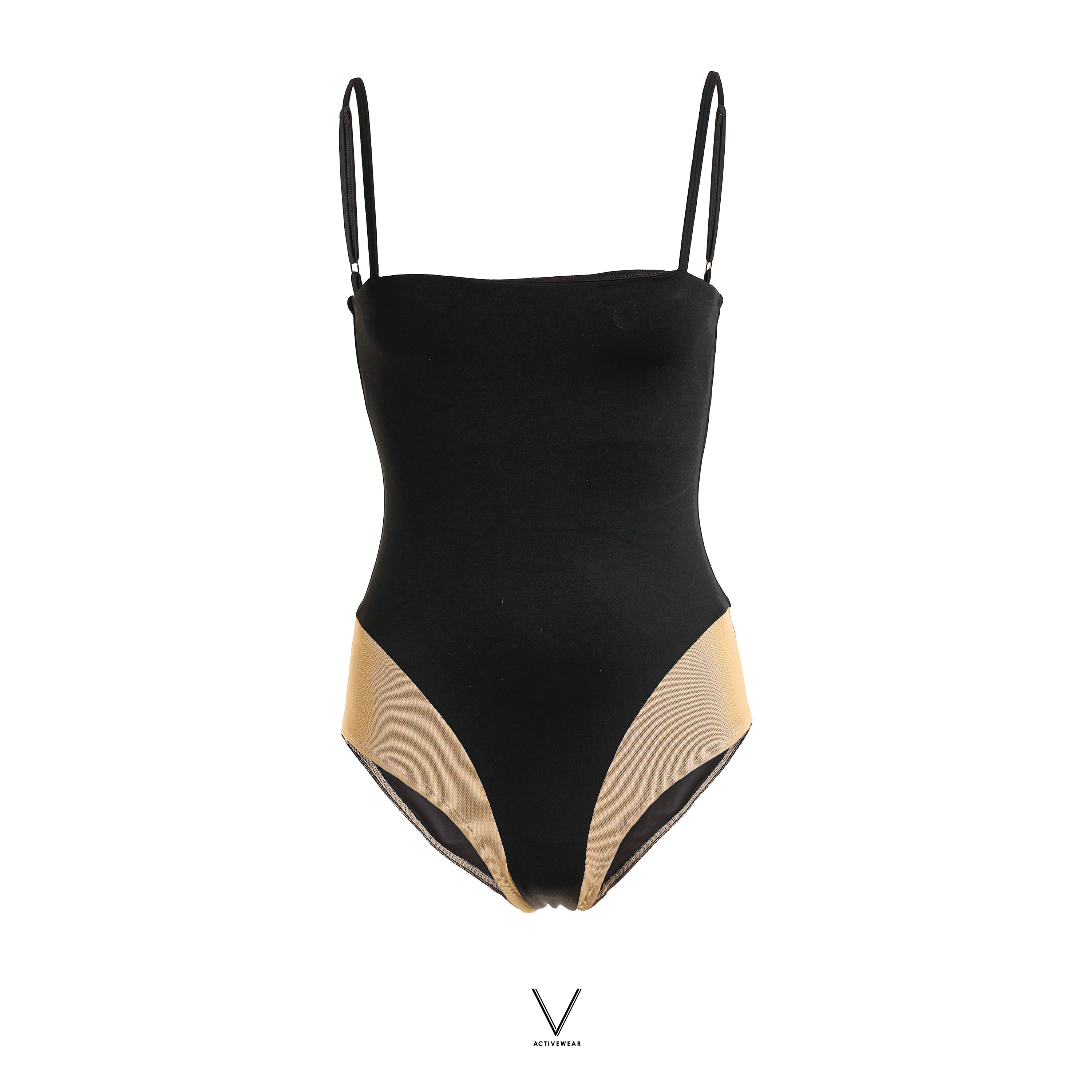 SS2026 BLACK NUDE SINGLET SWIMMING SUIT UV UPF 50+