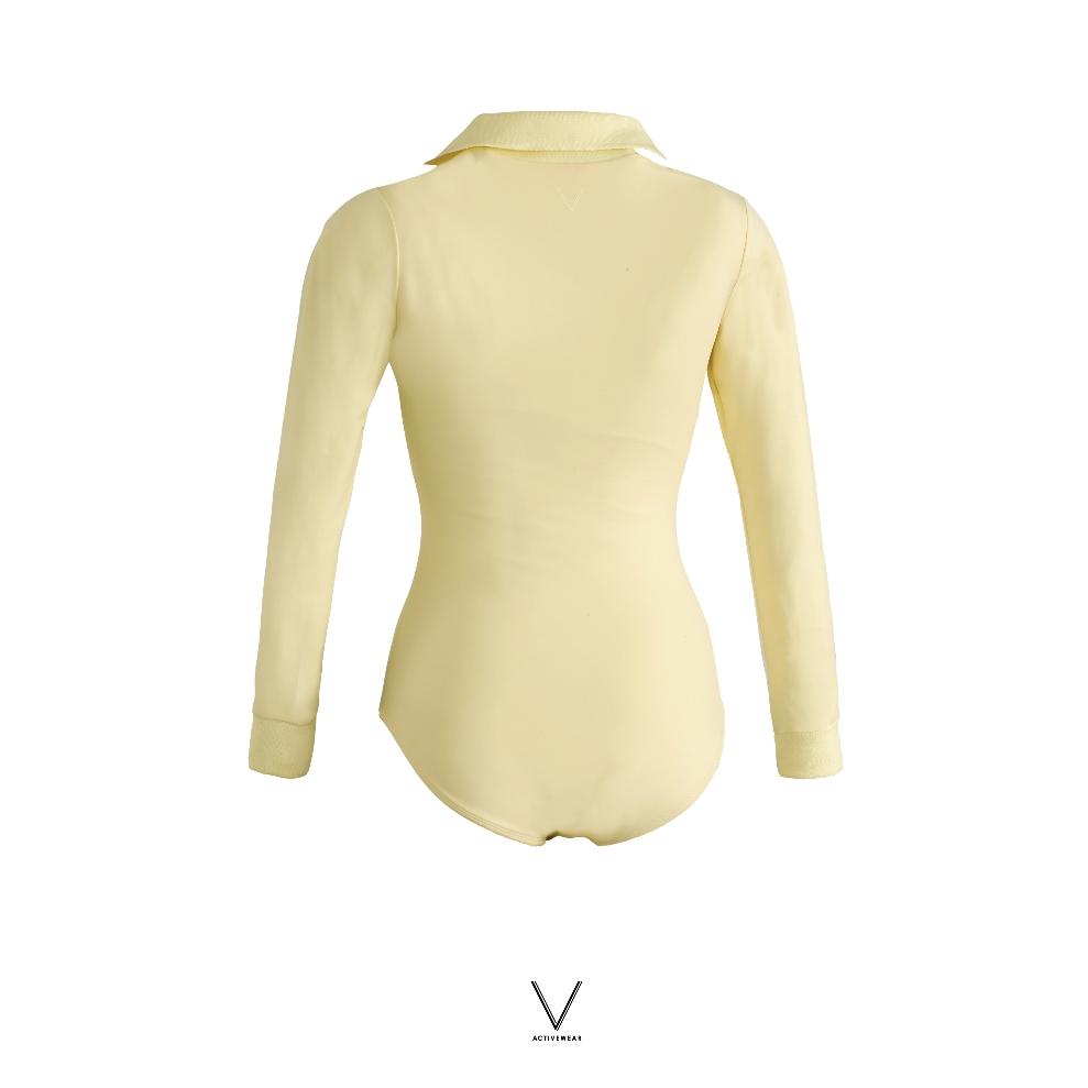 SS2026 PASTEL YELLOW COLLAR BODYSUIT UV UPF 50+