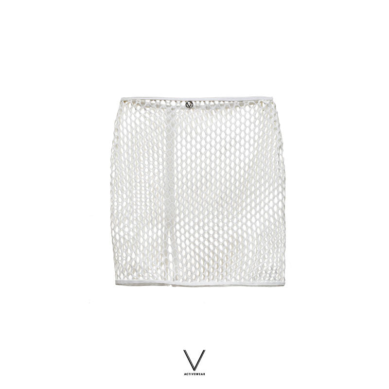 RESORT COLLECTION 2025 WHITE NET MINI SKIRT