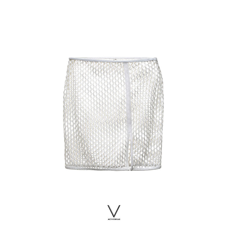 RESORT COLLECTION 2025 WHITE NET MINI SKIRT