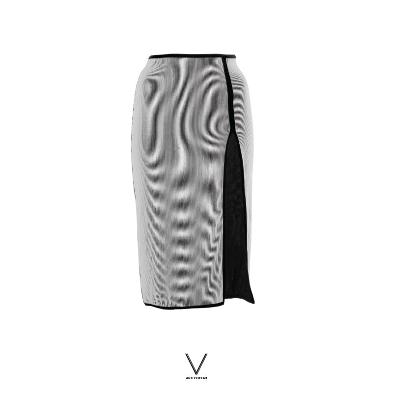 RESORT COLLECTION 2024 B&W RIB LONG SKIRT