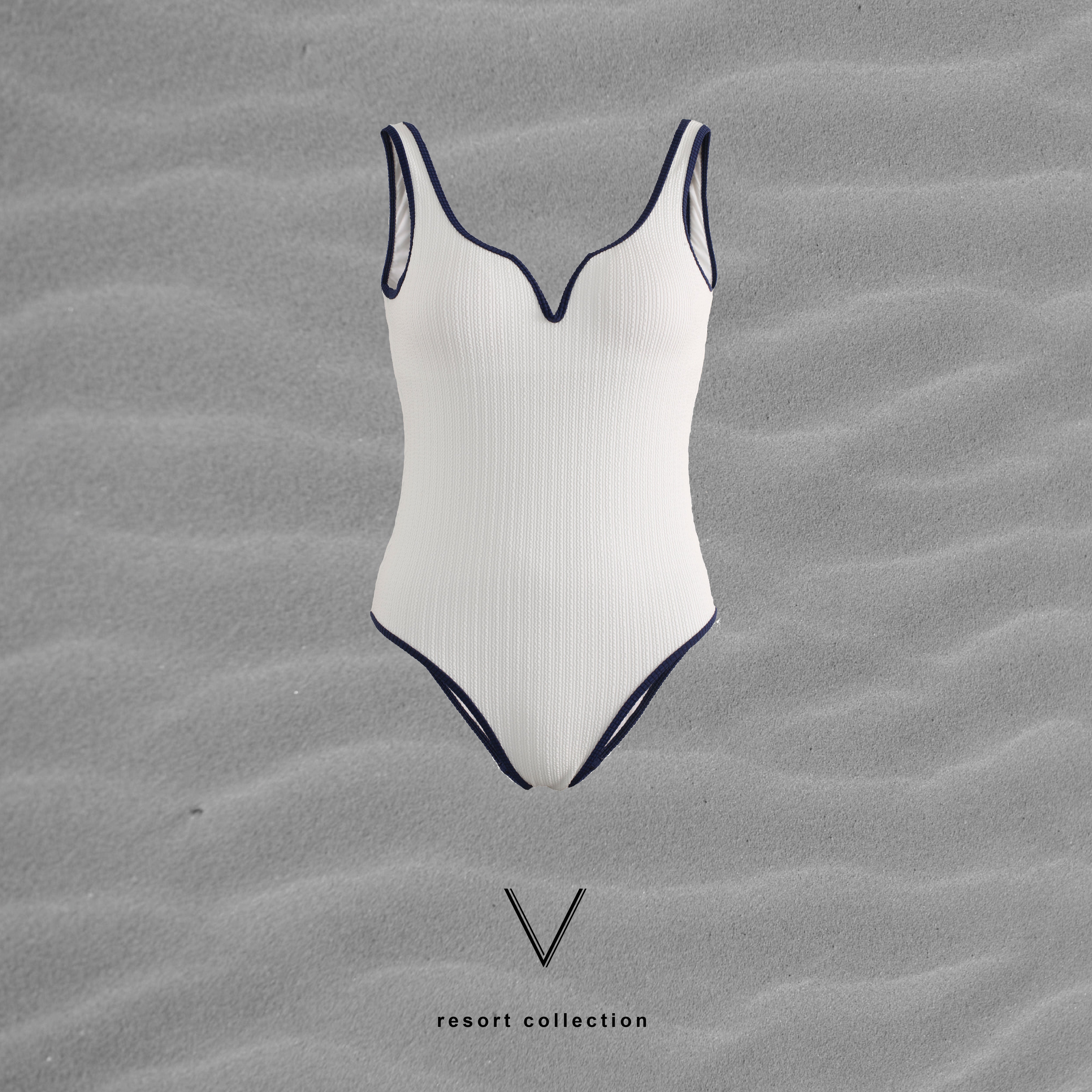 RESORT COLLECTION 2023 WHITE TRIM NAVY SWIMMINSUIT